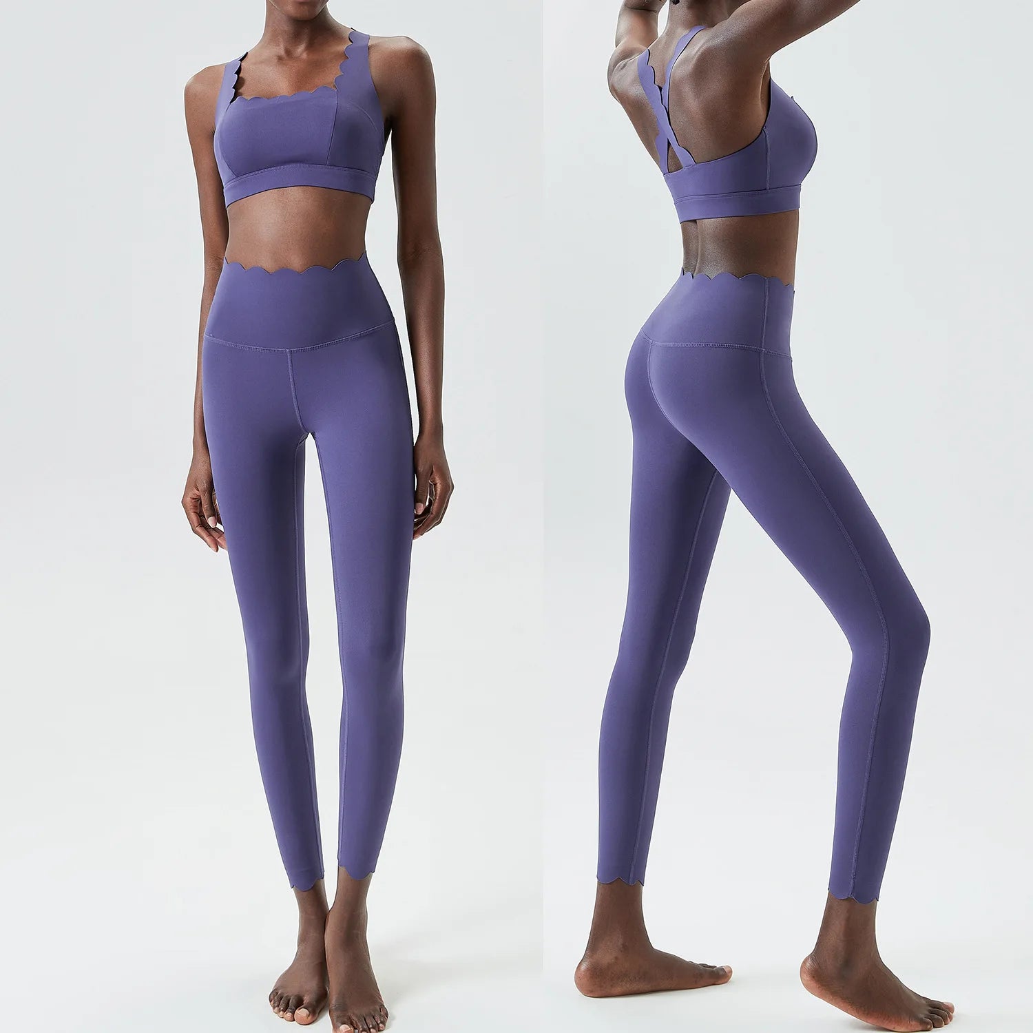 TWO PIECES FITNESS YOGA NIGHT BLUE SET
