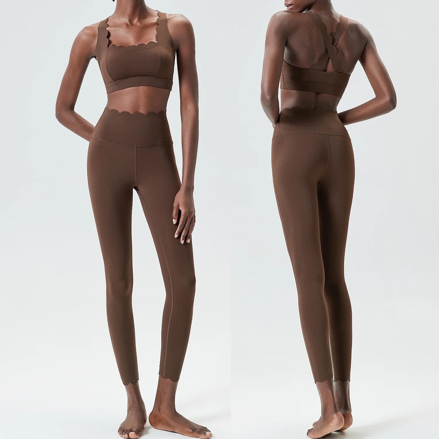 TWO PIECES FITNESS YOGA DARK COFFEE SET