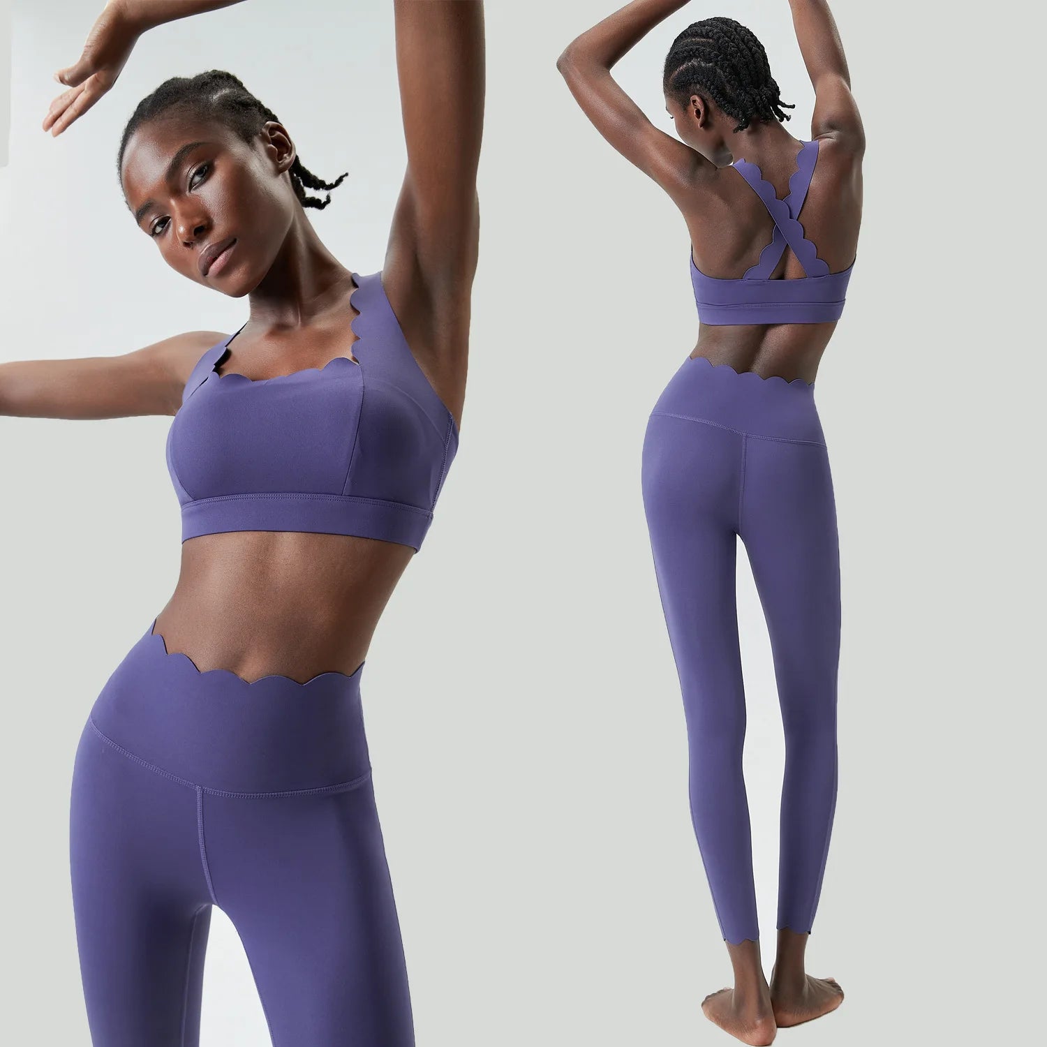 TWO PIECES FITNESS YOGA NIGHT BLUE SET