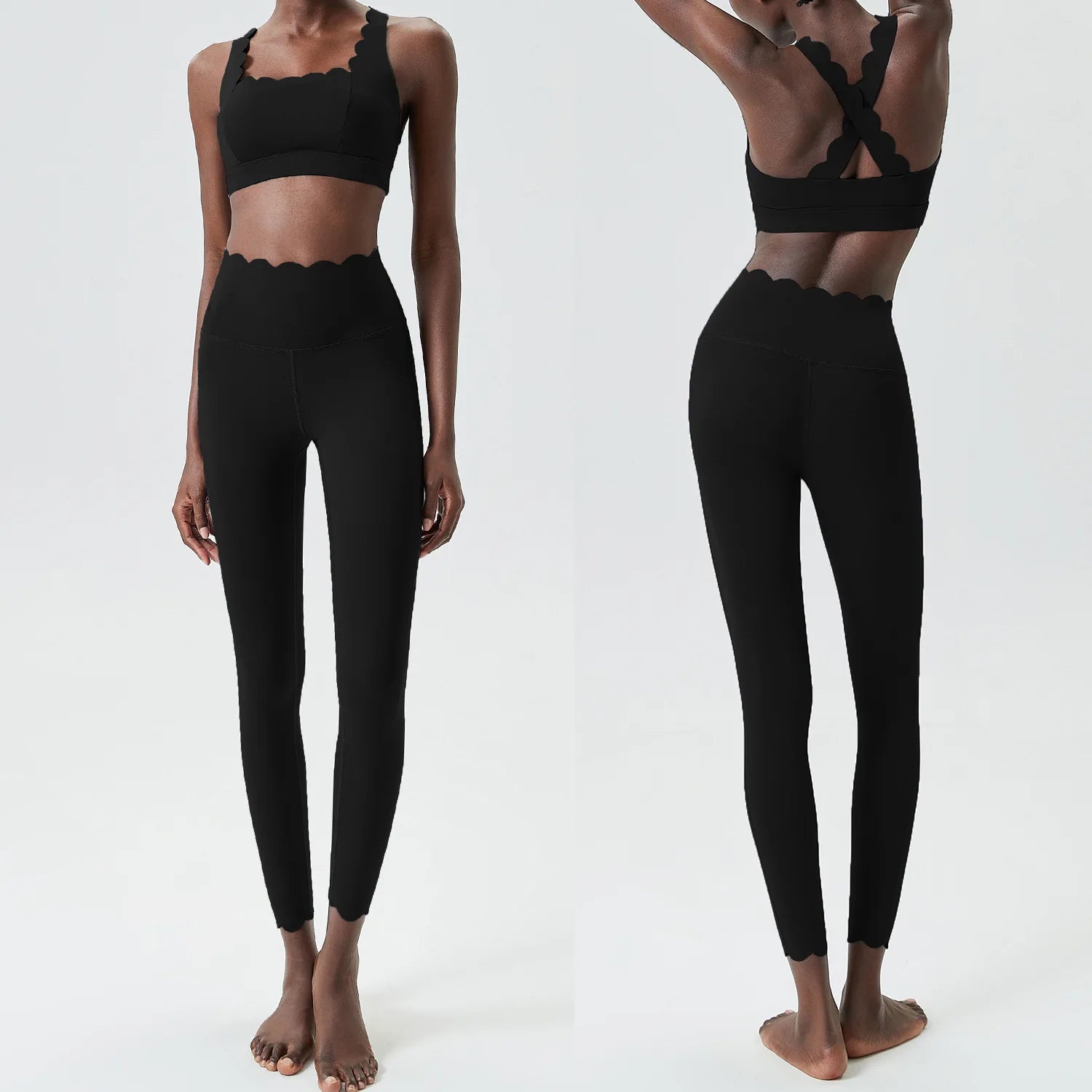 TWO PIECES FITNESS YOGA BLACK SET