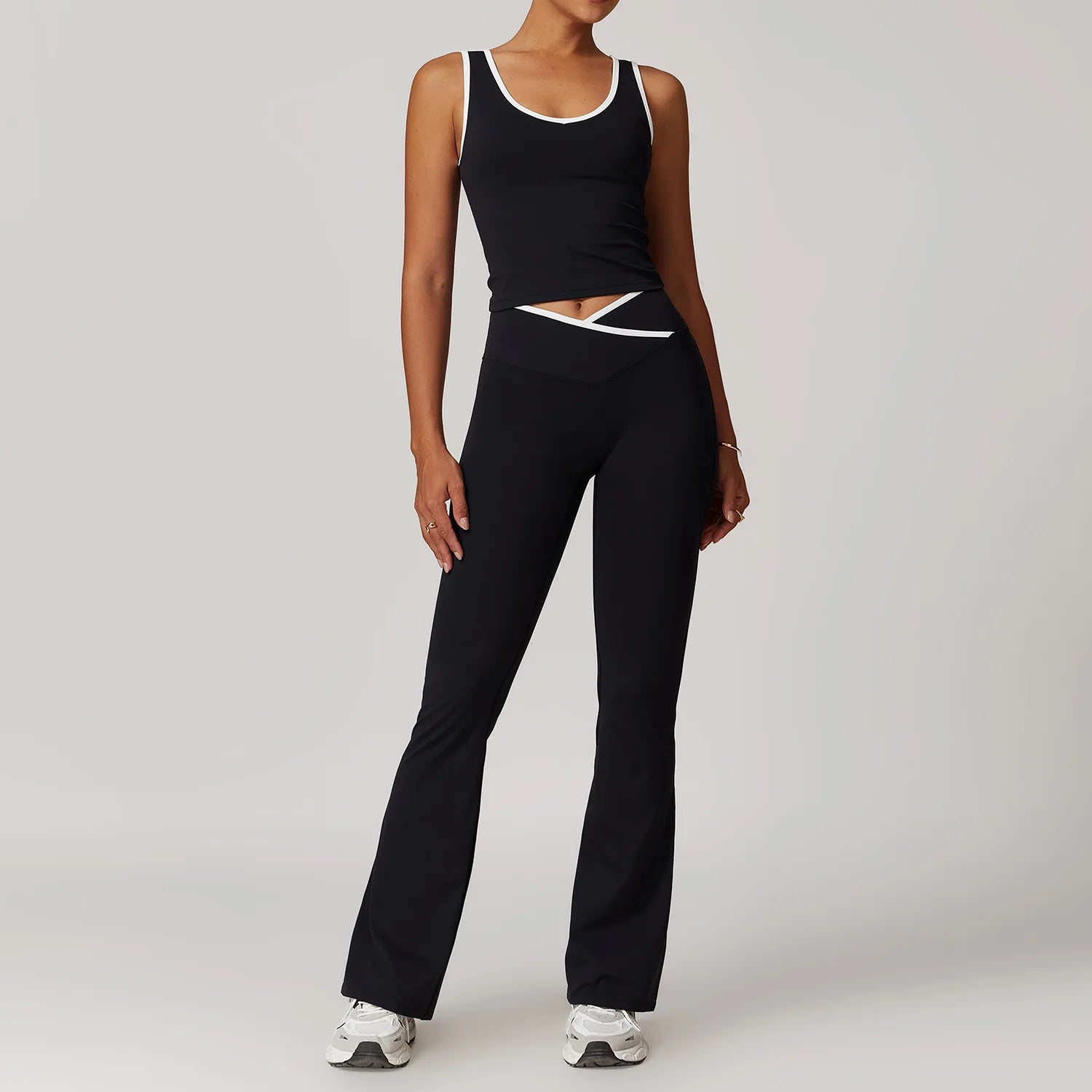 2PCS WOMEN FITNESS BLACK SET