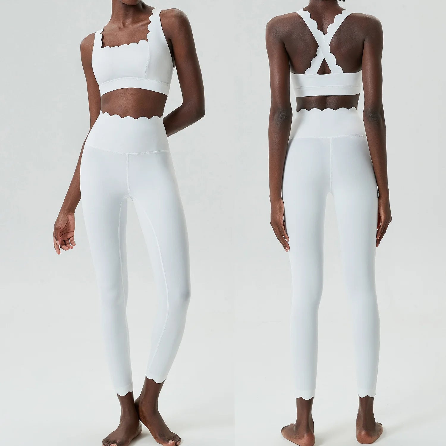 TWO PIECES FITNESS YOGA WHITE SET