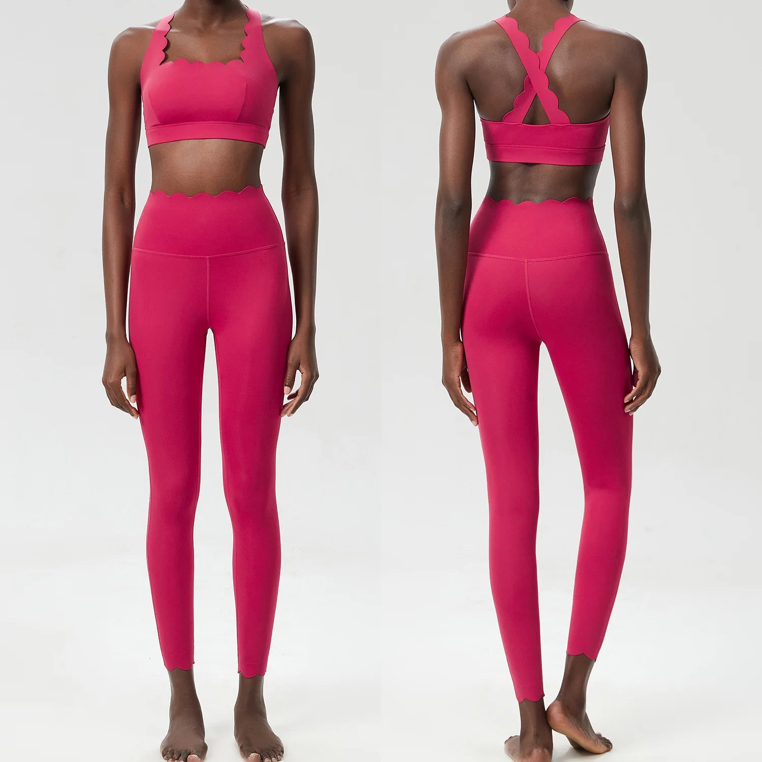 TWO PIECES FITNESS YOGA BERRY RED SET